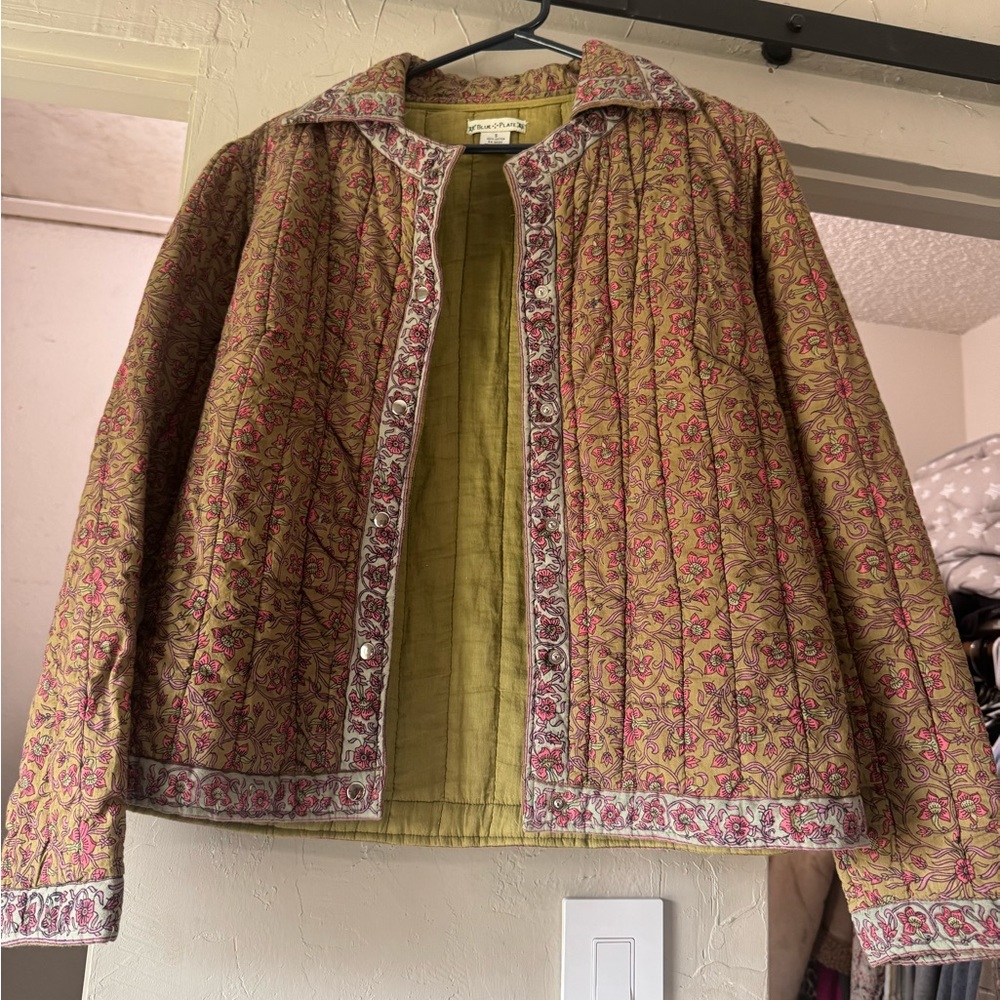 Floral Quilted Jacket - Pink and Tan
